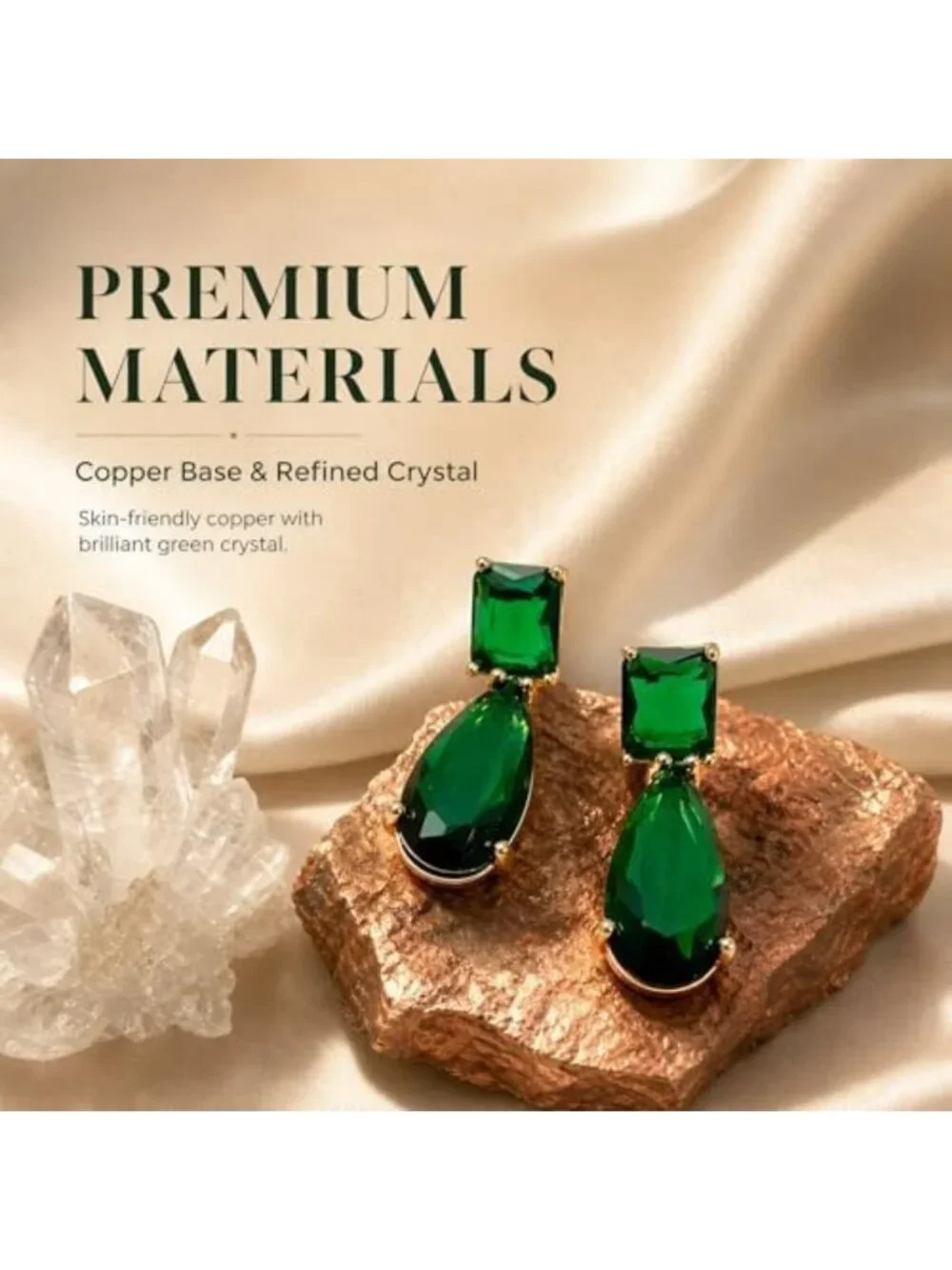 Elegant Crystal Drop Earrings for Women - Copper & Sparkling Gemstone Design